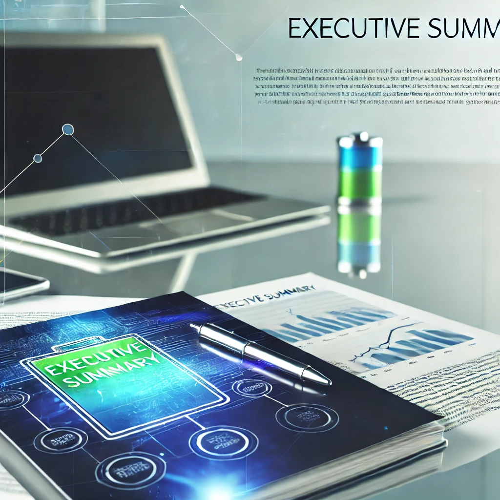 Executive Summary, a realistic and modern image representing the Executive Summary for a technology project called Battery Net App