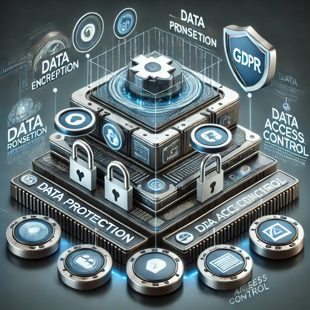 Infografía que representa las capas de protección de datos según el RGPD (Reglamento General de Protección de Datos).